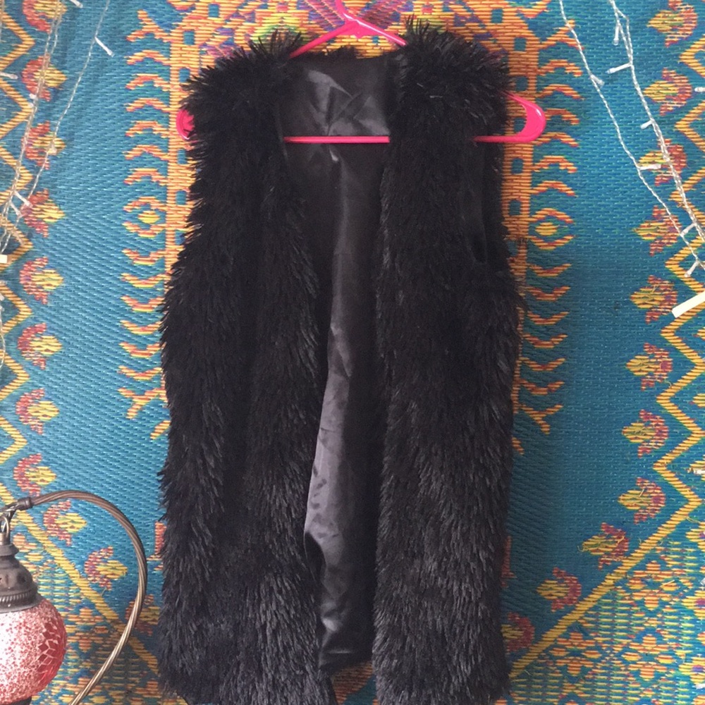 Black fur vest